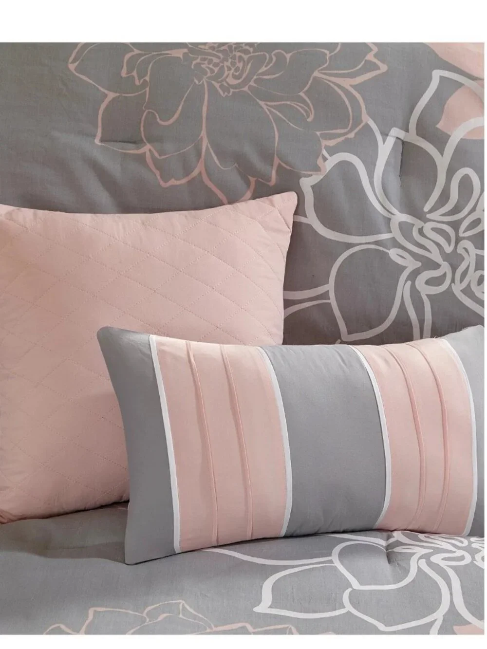 Madison Park Lola 6-Piece King Duvet Cover Set, Gray Blush Multi Floral